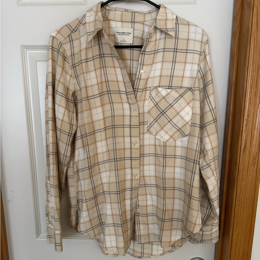 Abercrombie & Fitch Beige Plaid Shirt